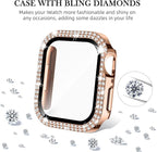 Adepoy Compatible for Apple Watch Case 38mm Series 3/2/1 with Tempered Glass Screen Protector, Double Bling Case Crystal Diamonds Rhinestone Bumper Overall Hard PC Protective Cover for iWatch 38mm - Image 2