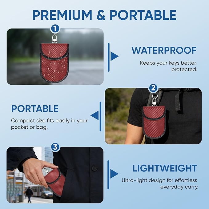 TICONN 2PK Faraday Bags for Car Keys Fob, 3.5"X5.0" Faraday Cage Protector, Car RFID Signal Blocking, Anti-Theft Pouch Anti-Hacking Case Blocker (Red, M) - Image 9