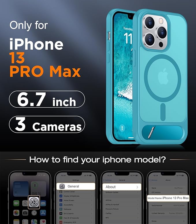 Temdan Magnetic Compatible with iPhone 13 Pro Max Case, [Built-in Invisible Kickstand][Compatible with MagSafe] [Military Grade Shockproof] Slim Translucent Matte Phone Case for iPhone 13 Pro Max 6.7" - Image 2