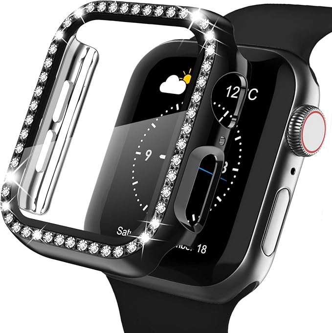 Recoppa Compatible for Apple Watch Case with Screen Protector for Apple Watch 44mm Series 6/5/4/SE, Bling Crystal Diamond Rhinestone Ultra-Thin Bumper Full Cover Protective Case for Women Girls iWatch by Recoppa