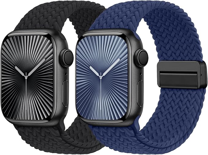 Braided Stretchy Bands with Magnetic Clasp Compatible for Apple Watch Band 38mm 40mm 41mm 42mm 44mm 45mm 46mm 49mm Women Men, Nylon Sport Solo Loop for iWatch Series 11 10 9 8 7 6 5 4 3 Ultra 3 2 1 SE by Butifacion