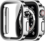 Amizee 2 Pack Compatible with Apple Watch Case 40mm Series 6/5/4/SE with Built-in Screen Protector, Hard PC Case Straight Edge Ultra Thin Anti-Scratch Protective Cover for iWatch 40mm (Silver/Clear) by Amizee
