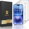 UNBREAKcable for iPhone 16 Screen Protector, 3-Pack Full Coverage Tempered Glass [Military Grade Shatterproof] [9H Hardness] [Easy Installation Frame] [Bubble Free] for iPhone 16 6.1" by UNBREAKcable