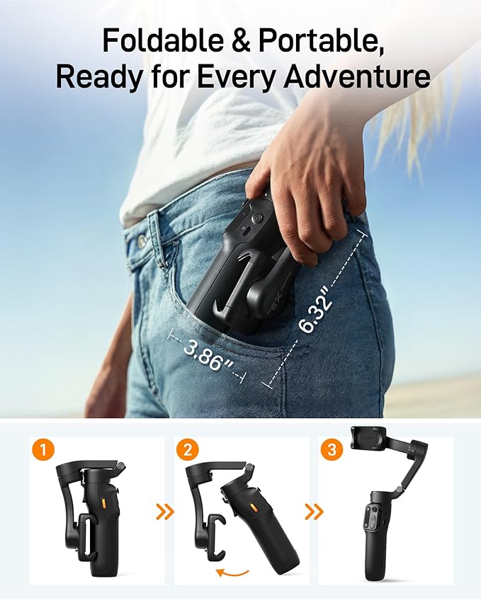 hohem iSteady X3 SE Plus Gimbal Stabilizer for iPhone, 3-Axis Phone Gimbal with Detachable Remote Control, Extendable Rod, 11-Hour Battery, Portable Foldable Stabilizer for Video Recording - Image 8