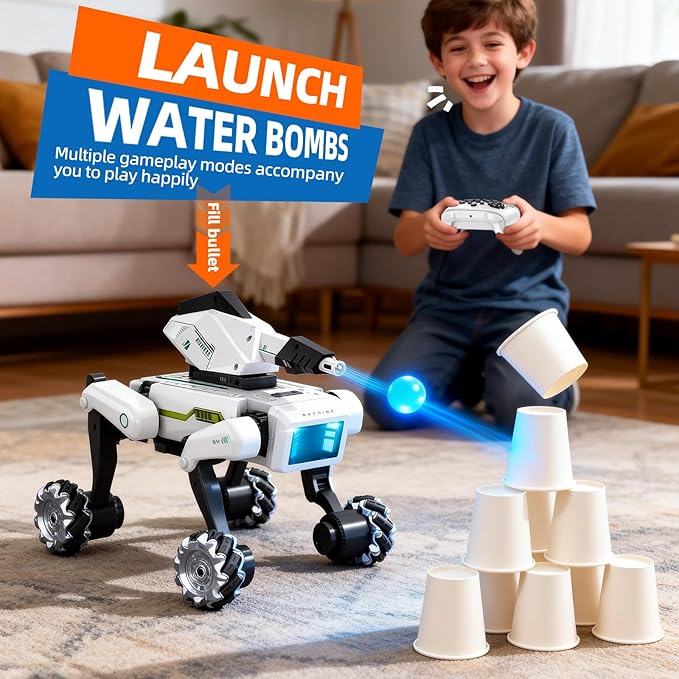 3 in 1 Robot Dog with Wheels Kit, 30+ Bionic Actions, Voice & Remote Control, Programmable Moves, All-Terrain Stunt Pet, Ideal Gift for Kids Aged 6+(Removable Claw & Cannon) - Image 5