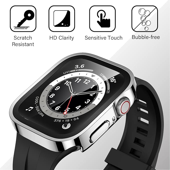 Amizee 2 Pack Compatible with Apple Watch Case 40mm Series 6/5/4/SE with Built-in Screen Protector, Hard PC Case Straight Edge Ultra Thin Anti-Scratch Protective Cover for iWatch 40mm (Silver/Clear) - Image 6