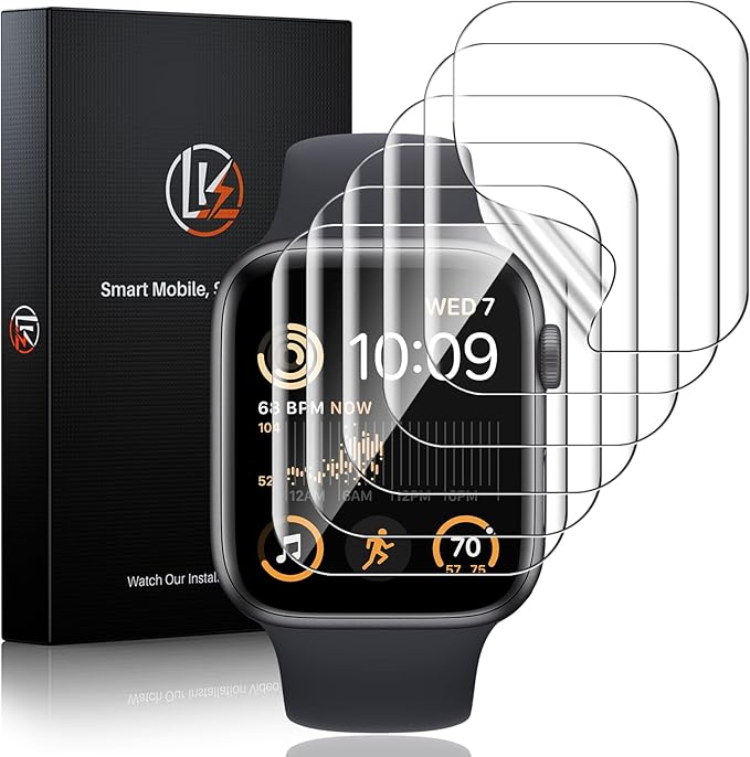 LK 6 Pack for Apple Watch Screen Protector 44mm, Touch Sensitive [Upgrade Flexible Film] Apple Watch SE Series 6/5/4 Screen Protector, Ultra-thin Max Coverage Soft TPU Film for iWatch 44mm by LK