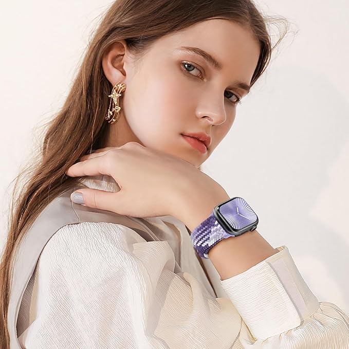 Braided Stretchy Bands with Magnetic Clasp Compatible for Apple Watch Band 38mm 40mm 41mm 42mm 44mm 45mm 46mm 49mm Women Men, Nylon Sport Solo Loop for iWatch Series 11 10 9 8 7 6 5 4 3 Ultra 3 2 1 SE - Image 5