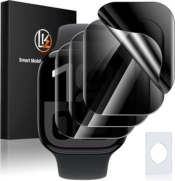LK 4 Pack for Apple Watch Series 10 Screen Protector 46mm Privacy, HD Ultra-thin [Upgrade Anti-Spy] Soft TPU Film 46mm Apple Watch Screen Protector,Touch Sensitive Anti-Scratch by LK