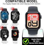 Diruite 2-Pack for Apple Watch 40mm Screen Protector Case,for iWatch Series 6/5/4/Series SE/SE 2/SE 3 40mm Protection Cover All-Around Tempered Glass Screen Protector Case Ultra - Starlight - Image 2