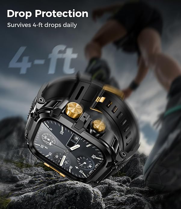 Goton IP68 Waterproof Rugged Band for Apple Watch 46mm/45mm/44mm with Case build-in Screen Protector – Heavy Duty Sport Strap Compatible with iWatch Series 11/10/9/8/7/6/5/4/SE - Image 5