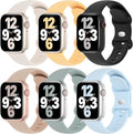 6 Pack Silicone Bands Compatible with Apple Watch Band 38mm 40mm 41mm 42mm 44mm 45mm 46mm 49mm Women Men, Soft Sport Strap Replacement Wristband for iWatch Series 11 10 9 8 SE 7 6 5 4 3 2 1 Ultra by Slimband