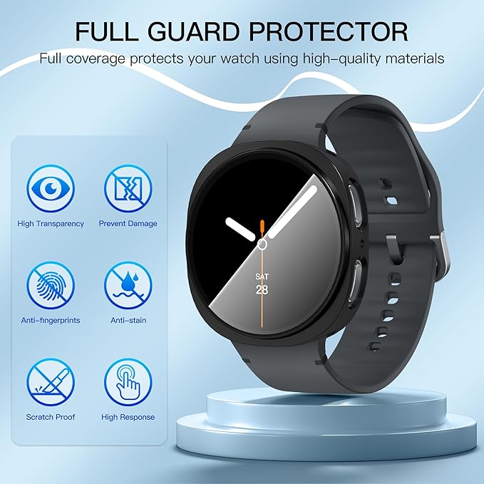 Suoman 3 Pack for Samsung Galaxy Watch 8 44mm Case, High Definition Clear Screen Protector, Full Around Electroplate Soft TPU Bumper Around Protective Case Cover -Black - Image 5