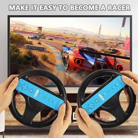 LongLongJin 2 Racing wii Steering Wheels And 2 wii Zapper Gun controller Premium Accessories, Compatible With Nintendo Wii U Remote and Nunchuck Games(Black) - Image 3