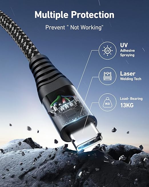 USB A to USB C Cable Fast Charging 10FT 2Pack, Long USB C Cable for Car, Durable Braided USB to USB Type C Cord iPhone USBC Charger for iPhone 17/16/15/Pro Max, Samsung Galaxy S23 and More-Black - Image 5