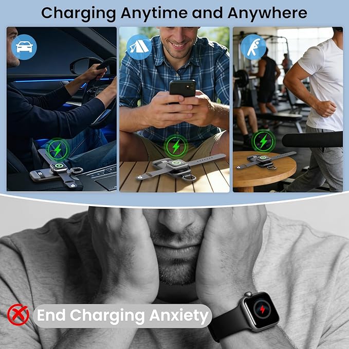 5W Fast Portable Charger for Apple Watch, 2500mAh & Digital Display – Magnetic Fast Charging iWatch Charger for Travel – for Apple Watch Series - Image 2