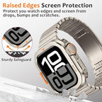 Amizee Metal Case Compatible with Apple Watch Series 11/10 46mm Case with Back Cover, Rugged Protective Bumper Cover for iWatch 46mm, Titanium - Image 3