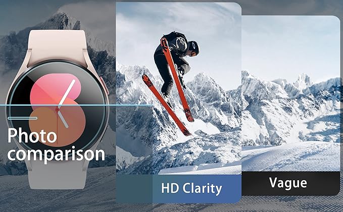 Suoman 2+2 Pack for Samsung Galaxy Watch 7/6/5/4 (40mm) Privacy Screen Protector, [Anti peeping] 9H Hardness Tempered Glass Screen Protective Film - Image 5