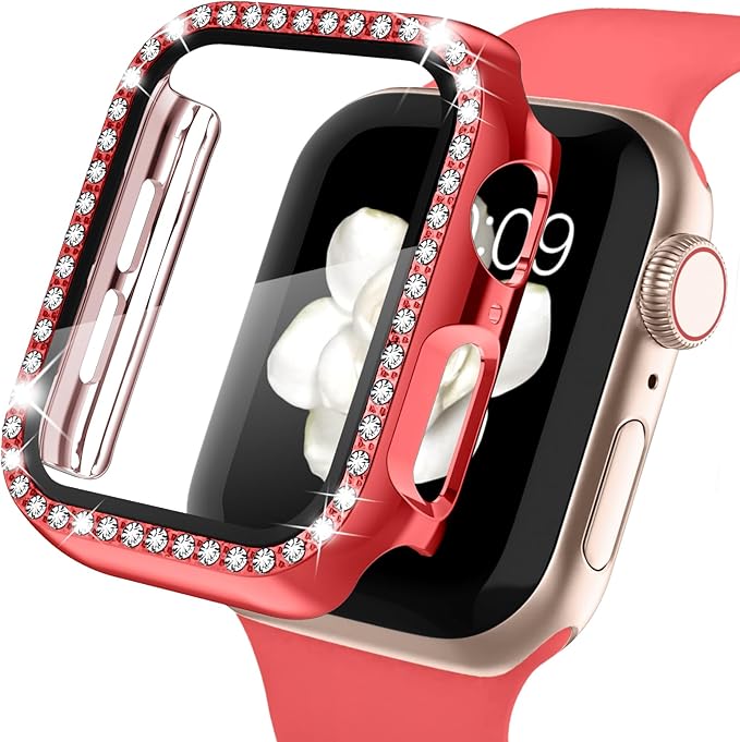 Recoppa Compatible for Apple Watch Case with Screen Protector for Apple Watch 42mm Series 3/2/1, Bling Crystal Diamond Rhinestone Ultra-Thin Bumper Full Cover Protective Case for Women Girls iWatch by Recoppa