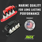 4 Post Bus Bar Pair with Cover - Made in The USA - 250 Amp Rating – Marine Bus Bar, Automotive, and Solar Wiring – Battery Terminal Distribution Block (5/16" Red + Black 400 Amp) - Image 3