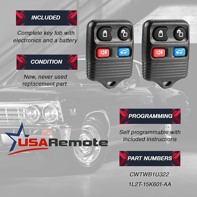 Key Fob Keyless Entry Remote fits Ford Expedition Explorer / Lincoln Aviator Navigator / Mercury Mountaineer (CWTWB1U322), Set of 2 - Image 3