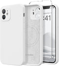 Magnetic for iPhone 12 Case, Compatible with MagSafe, [Full Camera Protection][Screen Protector] Silicone Shockproof Protective Phone Case for iPhone 12 6.1", White by SUYDANBOX