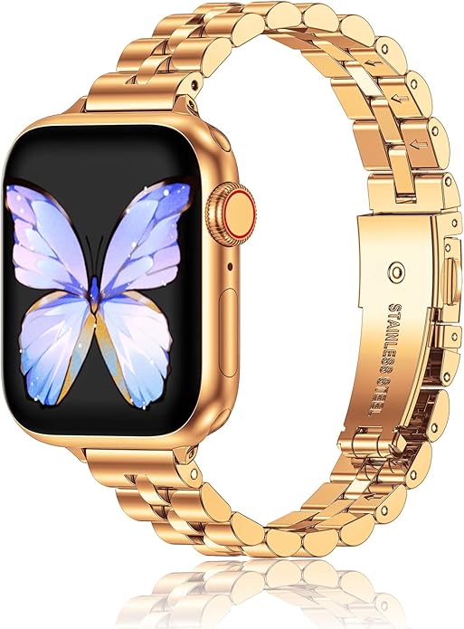 MioHHR Thin Metal Bands Compatible with Apple Watch Band Ultra3/2/1 Series 11 10 9 8 7 6 5 4 3 2 1 SE3/2/1,Slim Narrow Stainless Steel Strap for Women iWatch 49mm 46mm 45mm 44mm 42mm 41mm 40mm 38mm - Image 6
