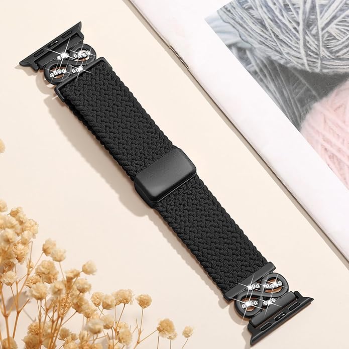 Dirrelo Braided Magnetic Stretchy Nylon Band Compatible for Apple Watch Bands Women 40/41/38/42/44/45/46/49mm, Designer Dressy Infinity Elastic Strap for iWatch Series 11 10 9 8 7 6 5 4 SE/Ultra 3 2 1 - Image 6