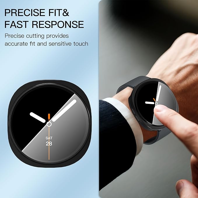Suoman 3 Pack for Samsung Galaxy Watch 8 44mm Case, High Definition Clear Screen Protector, Full Around Electroplate Soft TPU Bumper Around Protective Case Cover -Black - Image 6