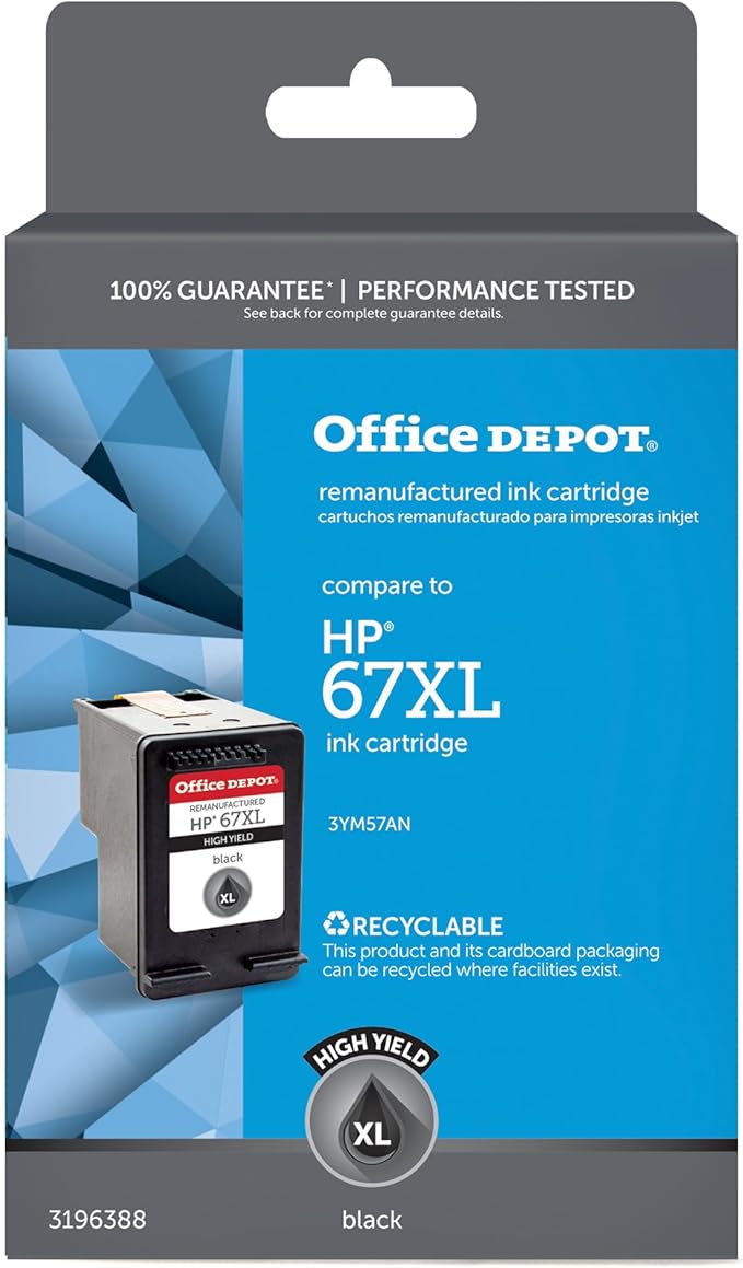 Office Depot® Remanufactured Black High-Yield Ink Cartridge Replacement for HP 67XL by Office+Depot