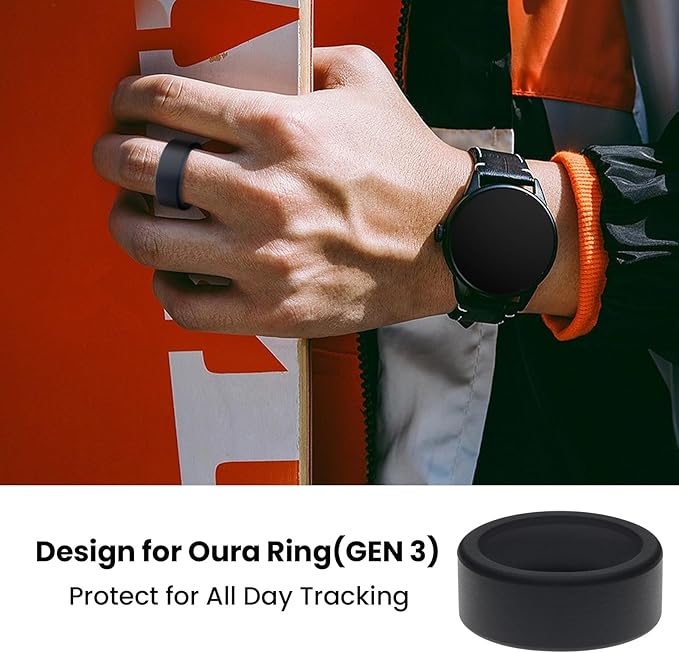 2-Pack Oura Ring Cover - Gen 4/3 Compatible, Anti-Scratch Silicone Protector (Black&Clear, S for 6-10) - Image 4