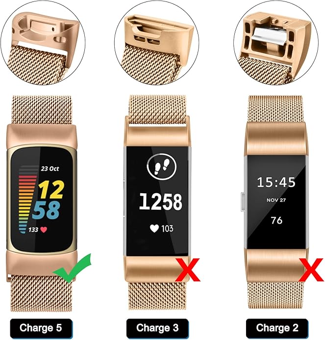 Vanjua for Fitbit Charge 6 Bands Women Men, Stainless Steel Metal Mesh Loop Adjustable Wristband Replacement Strap Compatible with Fitbit Charge 6 Fitness Tracker - Image 2