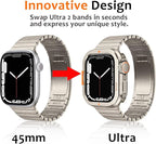 Amizee Metal Case Compatible with Apple Watch Series 9/8/7 45mm Case with Back Cover, Rugged Protective Bumper Cover for iWatch 45mm, Titanium - Image 2