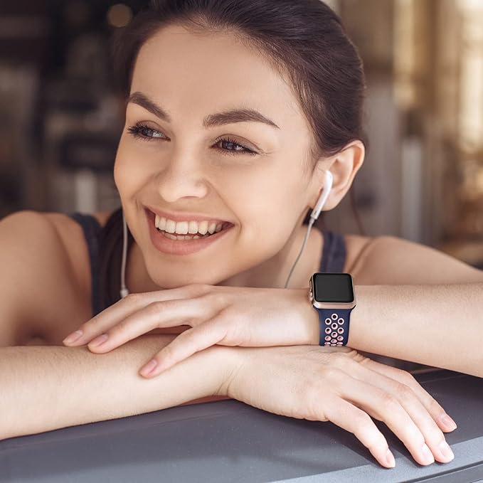 Lerobo Compatible with Apple Watch Bands Series 9 45mm 11 10 46mm SE 44mm 42mm 49mm Ultra 2 3 for Women Men Silicone Sport Wristband for iWatch SE 3 2 Series 10 8 7 6 5 4 3 2 1,Sport Edition,Blue/Pink - Image 3
