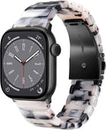 V.R.HOPE Apple Watch Band for Series 11/10/9/8/7/Ultra3 46mm 45mm 44mm 42mm 49mm Fashion Lightweight Resin Dressy Strap for Women Bracelet Compatible with iWatch Series 6/5/4/3/2/1/SE (Black Floral) by VRHOPE