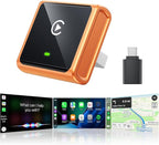 2026 Wireless CarPlay Adapter for Apple Only, Upgrade Mini Aluminium Car Play Adapter Converts Wired to Wireless CarPlay for iPhone, Plug & Play, Auto Connect Fast and Stable, with USB-C, CosmicOrange by Houflody