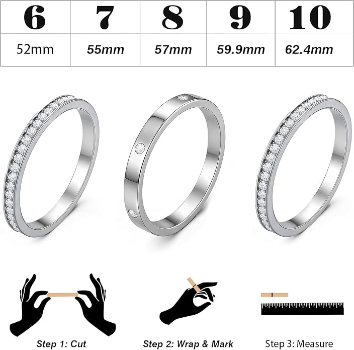 Emibele 3 Pack Stackable Rings for Oura Ring Gen 3/Oura Ring Gen 4, Stainless Steel No Tarnish Stacking Ring, Stack Cubic Zirconia Oura Stack Rings, Trendy Jewelry Gifts for Women - Image 7