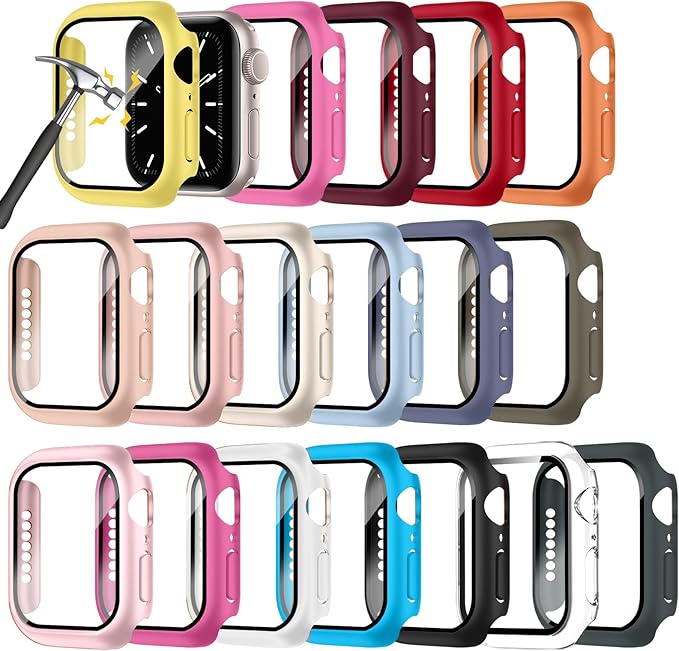 18 Pack PC Screen Protector Case Compatible with Apple Watch Series 4 5 6 SE SE 2nd 40mm with Built-in Tempered Glass Screen Protector, Full Coverage Bumper by Unknown