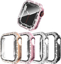 4 Pack Bling Hard PC Case with Tempered Glass Screen Protector Compatible with Apple Watch 41mm Series 9 Series 8 Series 7, Ultra-Thin Crystal Bumper Case Replacement for iWatch 9/8/7 41mm by Bigqin