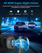 Dash Cam 4K Front, Ultra HD Dash Camera for Cars, 1.47''IPS Screen Mini Car Camera with APP Control, Built-in Wi-Fi & G-Sensor, 24H Parking Mode, Night Vision, WDR, Loop Recording, Support 256GB Max - Image 5