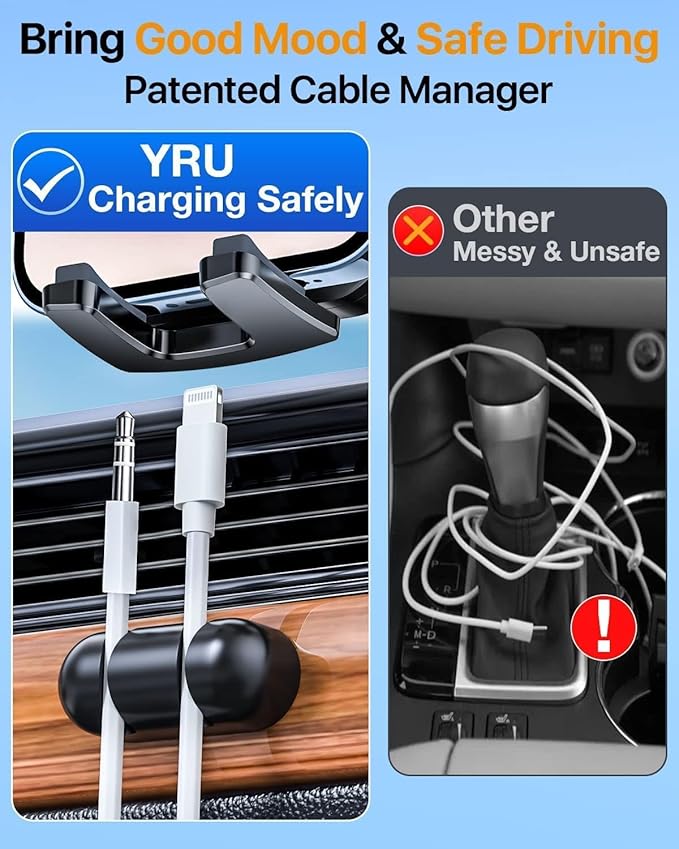YRU True Military-Grade [360° Rotation Suction] 2026 Ultimate Car Phone Holder Mount 【90+LBS Safest Strongest & Patent Certs】 Dash Windshield Vent for iPhone 17 16 Pro Max Speaker Stands, Gloss Black - Image 9