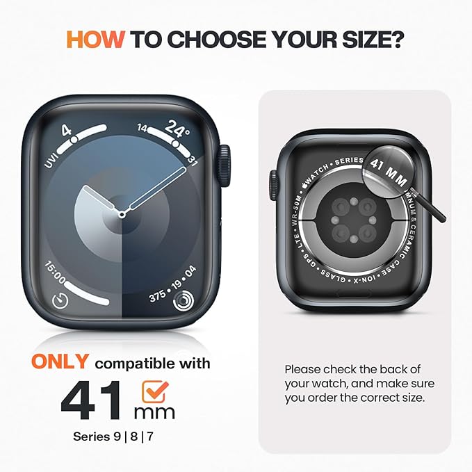 Goton Privacy Waterproof Case Compatible for Apple Watch Screen Protector 41mm Series 9/8/7, Anti Spy Face Cover Back Bumper for iWatch Accessories - Image 2