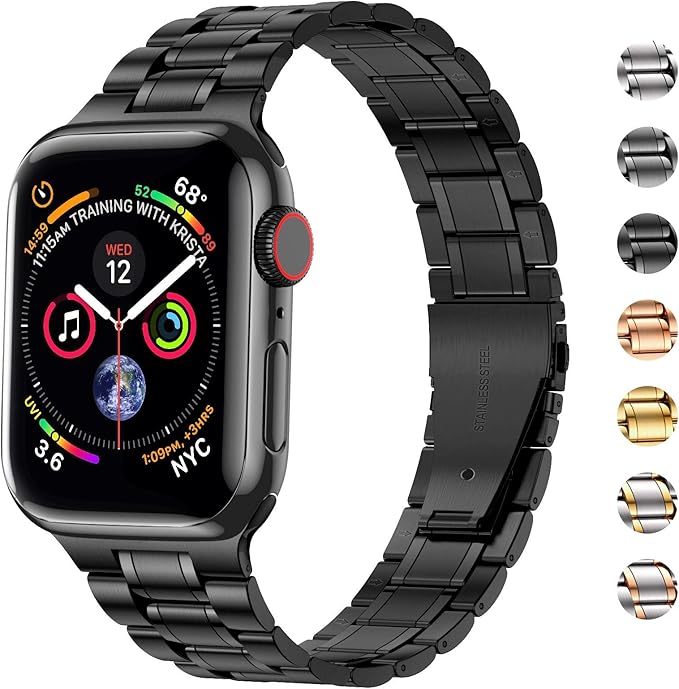 MioHHR Solid Stainless Steel Band Compatible with Apple Watch 46mm (Series 11 10), Metal Strap with Soft TPU Case for iWatch Series 11/10 46mm Women and Men, Black - Image 2