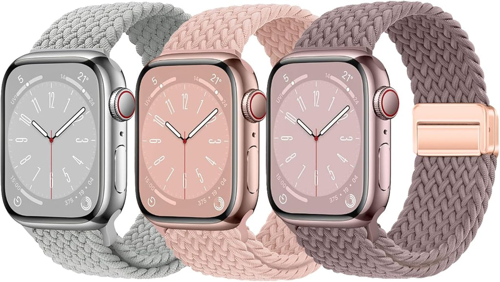 3 Pack Braided Sport Loop Band Compatible with Apple Watch Bands Ultra 3&2 1 49mm 46mm 45mm 44mm 42mm 41mm 40mm 38mm Men Women; Stretchy Nylon Solo Loop Strap for iWatch Series 11 10 9 8 7 6 SE 5 4 3 by Unknown