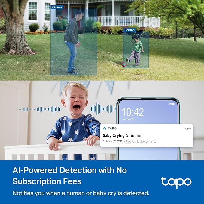 Tapo 1080p Pan/Tilt Indoor/Outdoor Security Camera – Free Person/Baby Cry Detect & Motion Track, 360° View, Color Night Vision, SD/Cloud Storage, Works w/Alexa & Google Home HybridCam 360 - Image 5