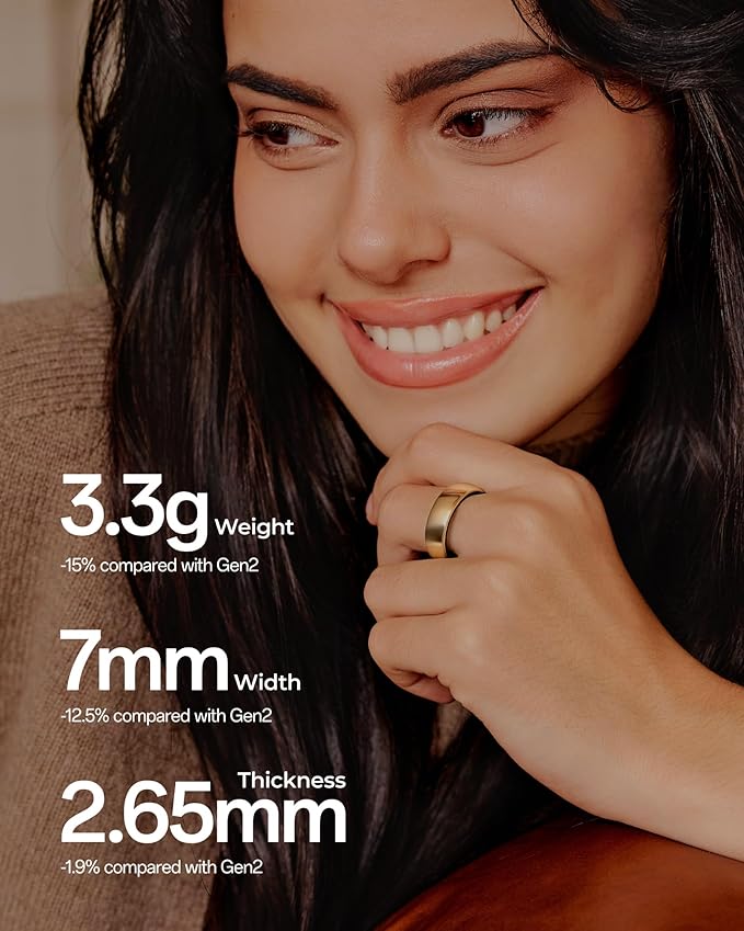 femometer Ring Air | Ultra-Thin Smart Ring | Sleep/Heart Rate/SpO2/Stress | Women's Health & Fertility Tracker with BBT Technology | Hot Flash Monitoring | Free Subscription - Size7 - Image 5
