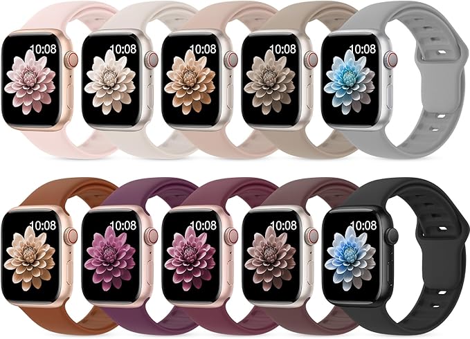 10 Pack Silicone Bands Compatible with Apple Watch 38mm 40mm 41mm 42mm 44mm 45mm 46mm 49mm Women Men, Soft Waterproof Replacement Wrist Sport Band for iWatch Series 11 10 9 8 7 6 5 4 3 2 1 SE Ultra by UnleashJoyUnlockTrueLife