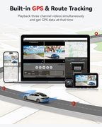 REDTIGER F17 & CPL 4K 3 Channel Dash Cam, 5GHz WiFi Built-in GPS with 64GB Card, 2160P+1080P+1080P Front and Rear Inside, Triple Car Camera with 3 Inch Screen, IR Night Vision, G Sensor, WDR - Image 5