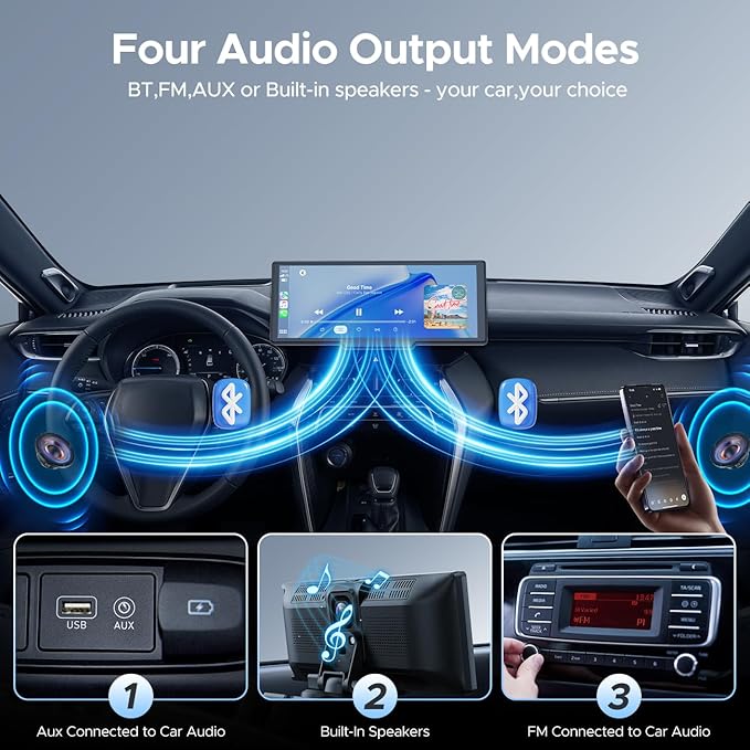 Topexplore 9.26'' Carplay Screen for Car with 2.5K Dash Cam and 1080P Backup Camera Portable Wireless Android Auto Screen GPS Navigation Mirror Link Voice Control Hands-Free for iOS 11+ Android 11+ - Image 5