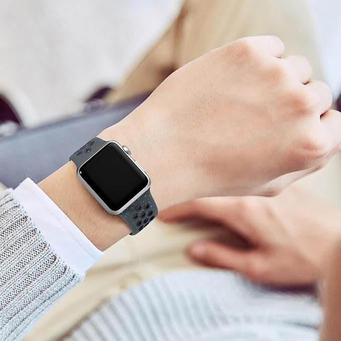Lerobo Compatible with Apple Watch Band SE 3 SE 2 SE 44mm Men Ultra 3 2 1 49mm Series 9 8 45mm 42mm Series 11 10 46m Women Breathable Sport Band for iWatch Series 7 6 5 4 3 2 1 Soft Silicone Strap Men - Image 7